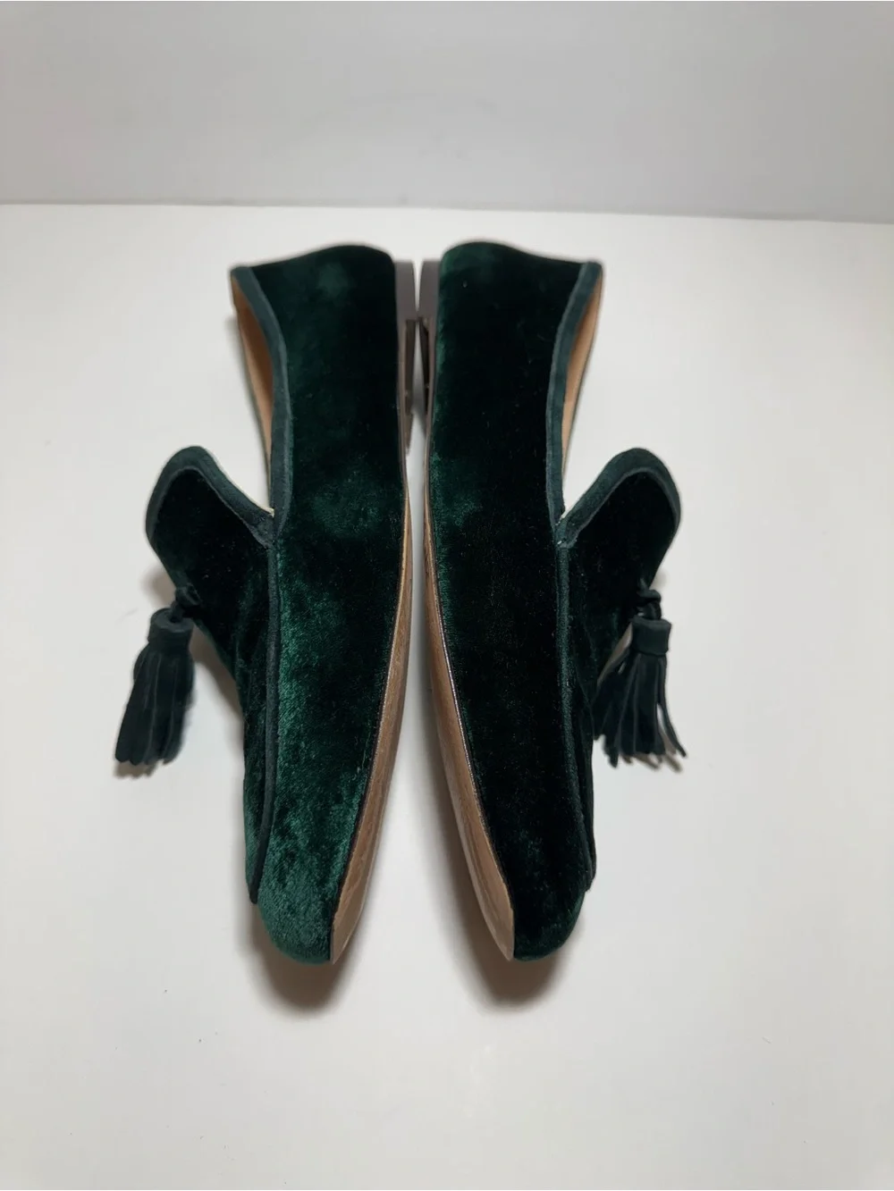 J. Crew Womens Marie Velvet Tassel Loafers Green Flat Smoking slipper size 10